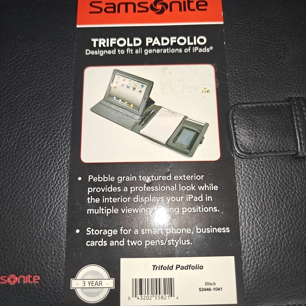 Samsonite Black‎ Pebble Grain Trifold PadFolio Cover iPad NWT